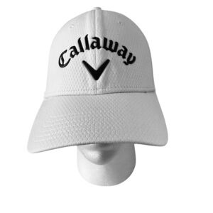 Callaway Paneled Raised Letters White Adjustable Golf Hat Sportswear Lightweight